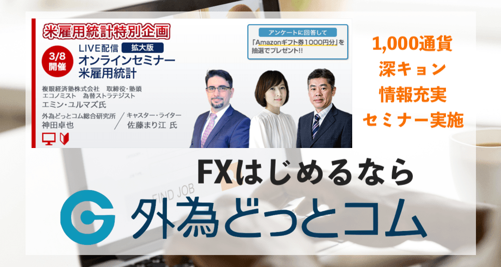 トルコリラ保有者必見の2月米雇用統計セミナー実施!初心者向けツールも充実の外為どっとコム紹介まとめ【1,000円で始めるFX】