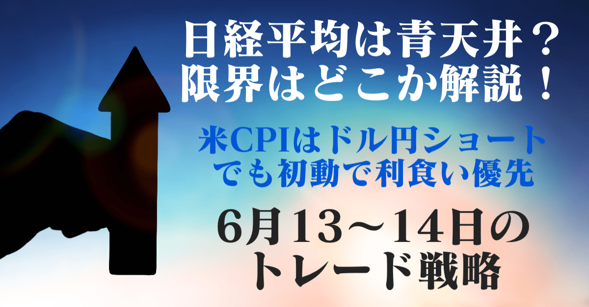 日経平均は終値3万3000円台！先物は一段と上昇、限界はどこか？米CPIはドル円売りでギャンブル【6月13〜14日のトレード戦略】