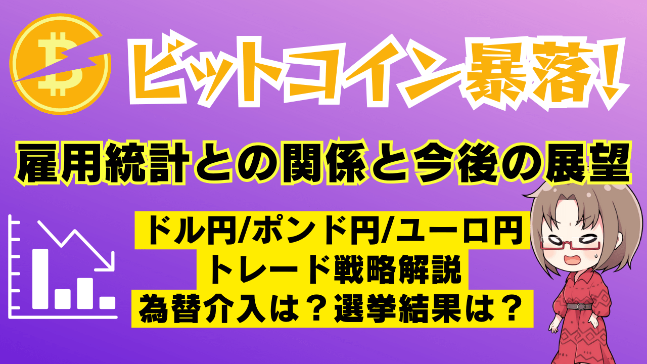 ビットコイン急落でチャンス到来？米6月雇用統計の関係やドル円・ポンド円・ユーロ円の展望解説→7月5日