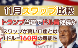 PR/必見！最新ドル円スワップ比較/トランプ大統領再選で1ドル＝160円へ？【2024年11月号】