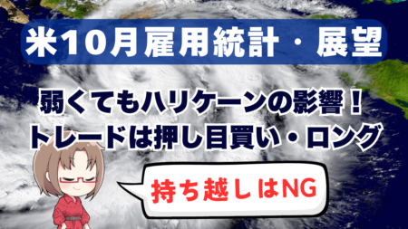 米10月雇用統計のトレード戦略解説！弱くてもハリケーンの影響、ドル円は押し目買い・ロング