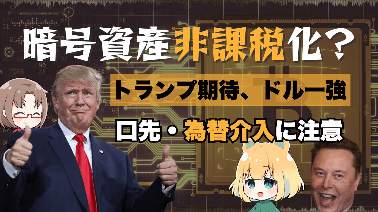 1ドル＝156円突破で為替介入の可能性？暗号資産非課税化もドル高要因、ドルを買え！→11月14日のトレード戦略