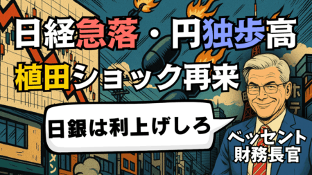 【速報】日経平均急落・円独歩高！ベッセント発言で『植田日銀ショック』再来？今後の展望・戦略を解説/8月14日