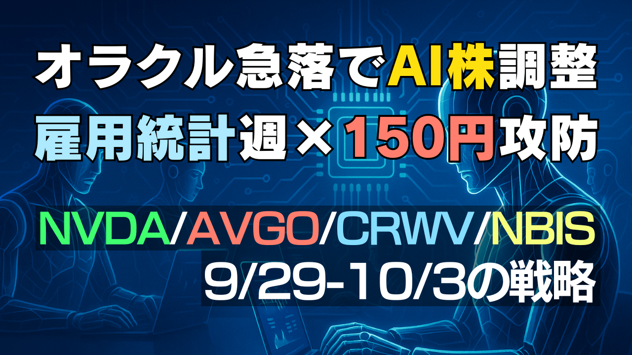 【今週の米国株と為替】オラクル急落でAI株調整？雇用統計とドル円150円の攻防解説→9/29〜