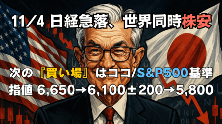 【11/4速報】日経平均▲914円急落なぜ?暴落前後の買い方マニュアル!S&P500の目安と指値の置き方