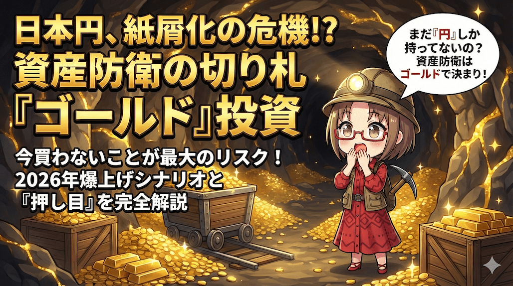まだ日本円だけ持ってるの？円が紙屑化する前に『金』を買うべき決定的な理由と2026年の暴落シナリオ【過去3年で+185%】