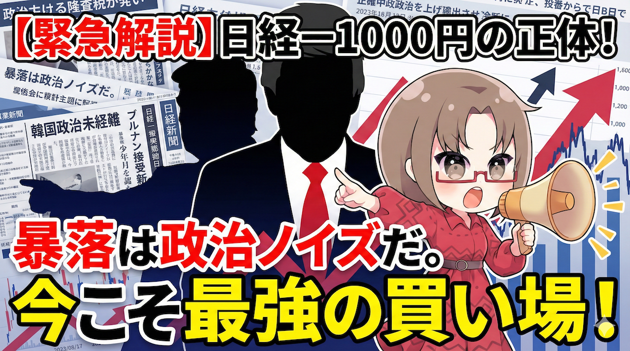 【緊急解説】日経先物－1,000円はただの「政治ノイズ」？狼狽売りする人が負け、暴落が「最強の買い場」になる理由/1月14日
