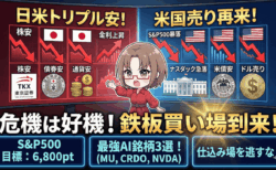 【緊急解説】日米「トリプル安」発生！S&P500暴落で狙う『鉄板買い場』と最強AI銘柄3選/1月20日