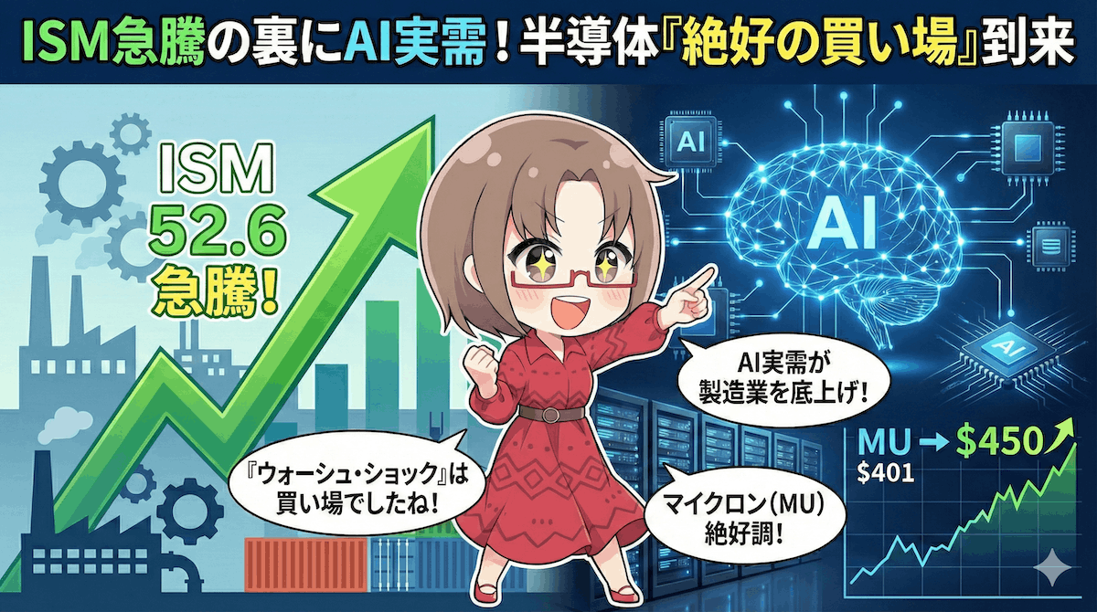 【MU爆上げ】マイクロン450ドルへ！米指標を歪める「AI実需」の正体と今買うべきSNDK/2月3日