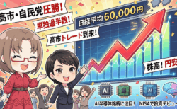 【高市圧勝】すでに先物57,000円到達！日経6万円時代に買うべき「最強AI半導体」5選と今後のシナリオ/2月9日