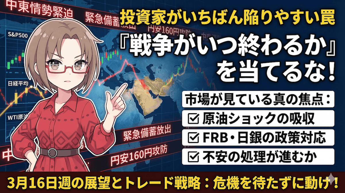 3月16日週の相場見通し|投資家がハマる最大の罠とは? FOMC・日銀・原油高で読むS&P500・日経平均・ドル円