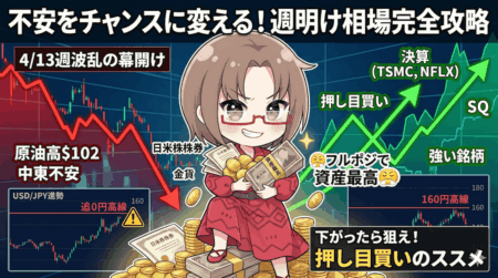【4月13日〜相場戦略】中東情勢悪化・原油高・ドル円159円でも慌てるな｜日経平均・米国株は押し目買いが基本