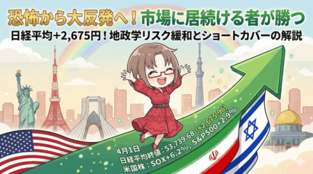 【解説】日経平均+2675円急騰の理由！暴落時に売った人が見落とす「戻りは一瞬」の真実【4月1日】