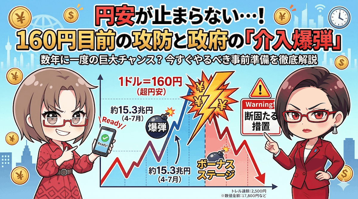 【投資講座】円安160円目前でどうなる？為替介入に備えるFX初心者向け戦略をわかりやすく解説