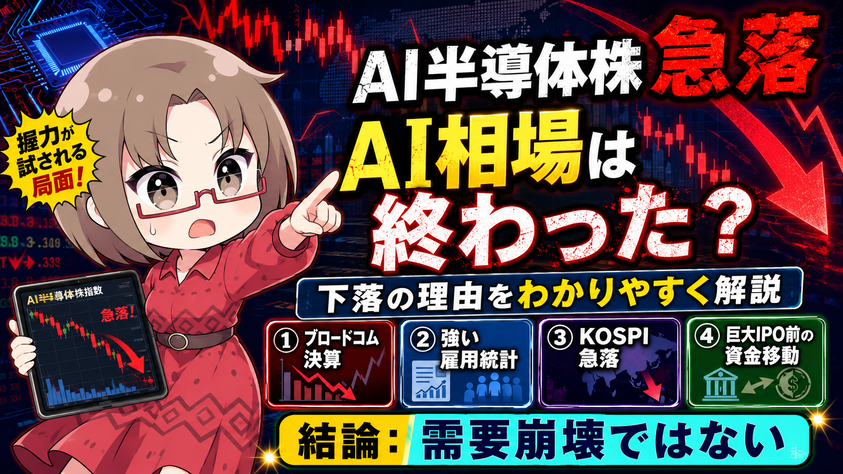 【AI半導体株急落】相場は本当に終わったのか?NVIDIA・MU・AVGOを不安でも握る理由【6月7日】