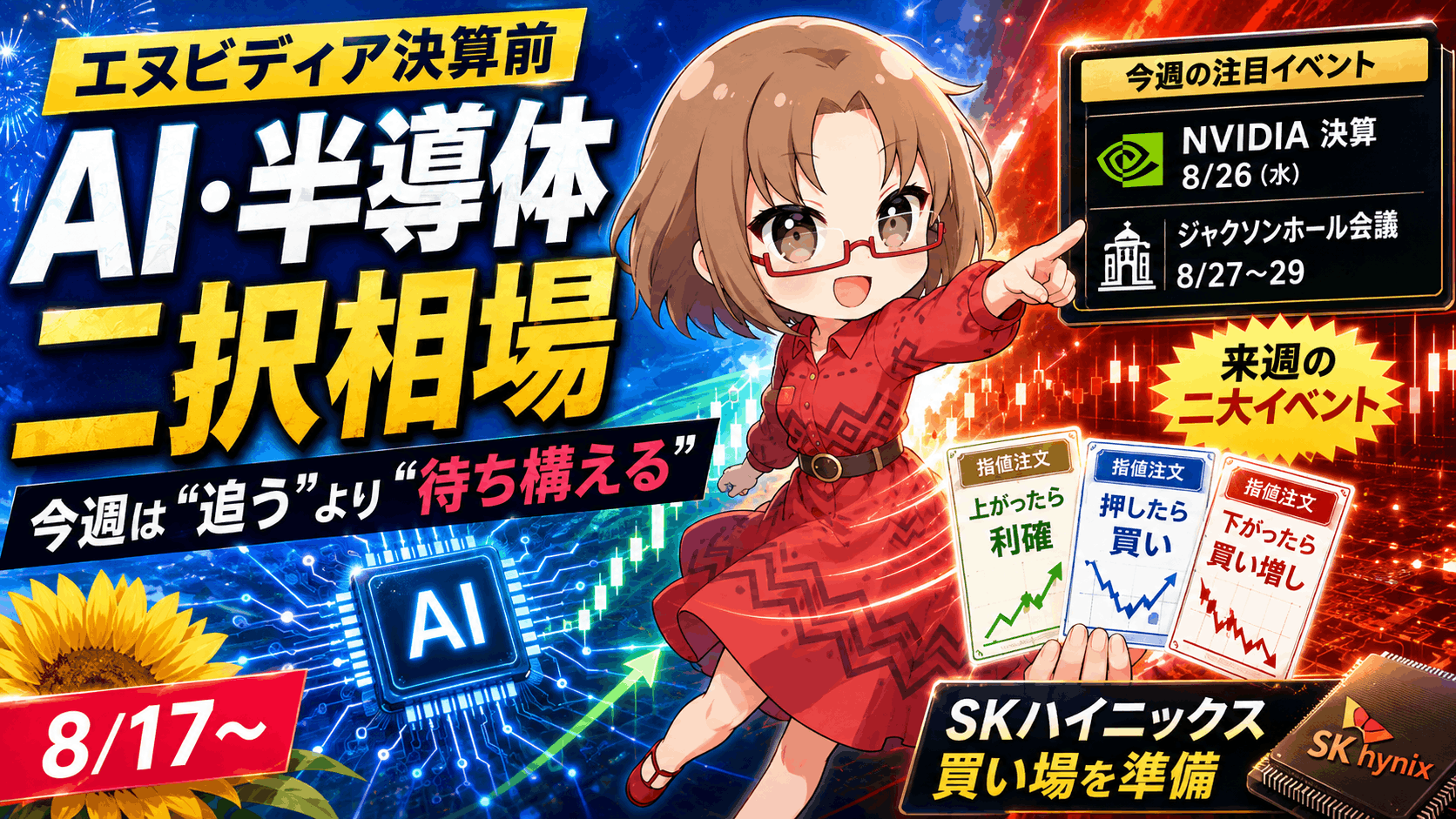 【今週の株戦略】エヌビディア決算前、AI・半導体は「一斉高か暴落か」SKハイニックスの買い場はここ【8/17〜21】
